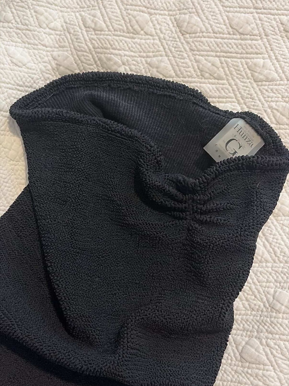 Hunza G Black Crinkle Swim Coverup Skirt